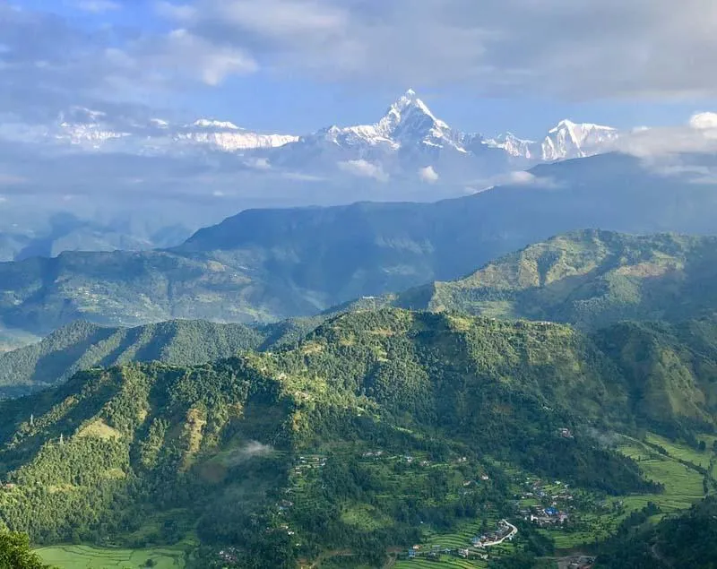 Machhapuchhre seen at sunrise from the Mardi Himal ridge